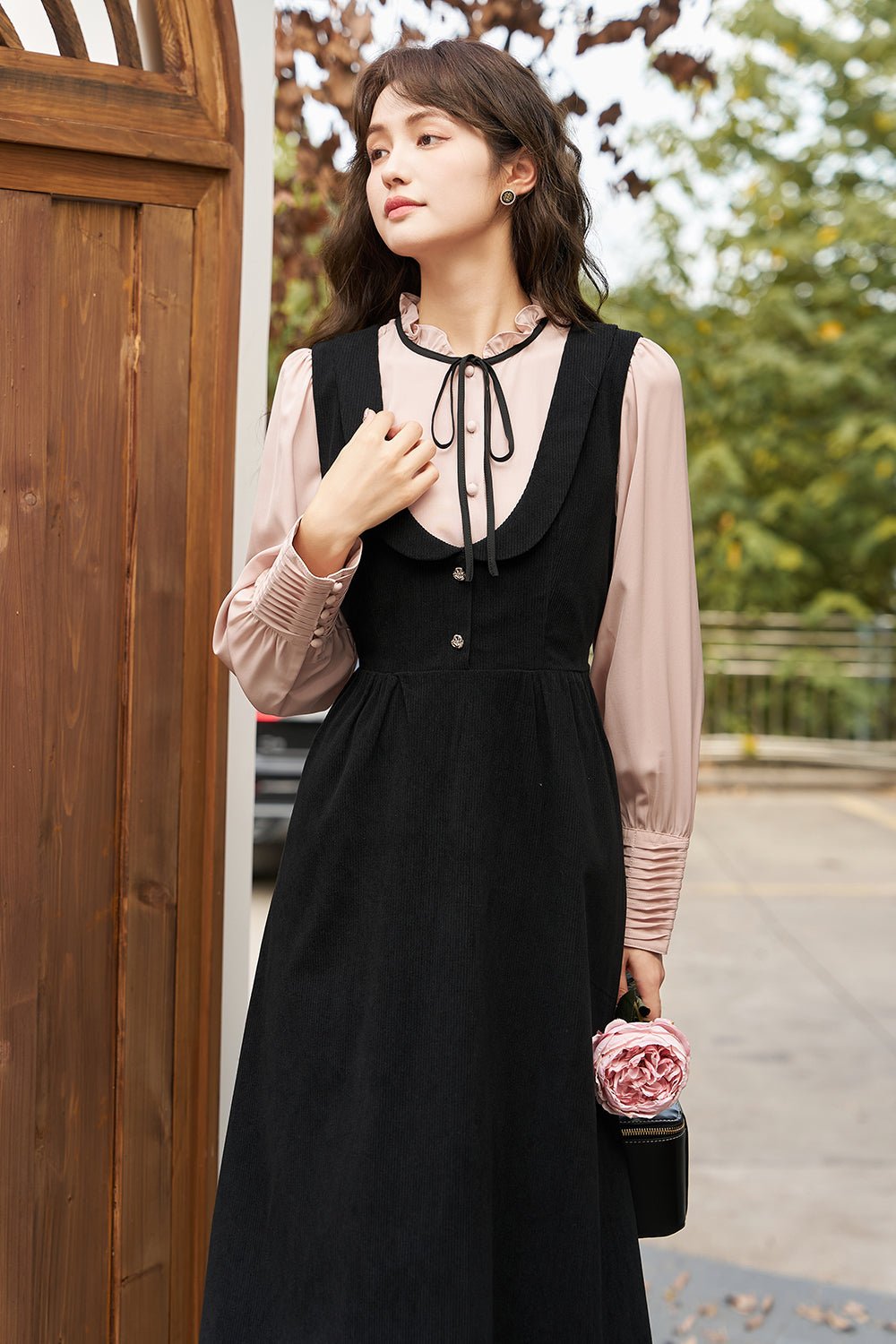 Elegant Solid Midi Dress for Women