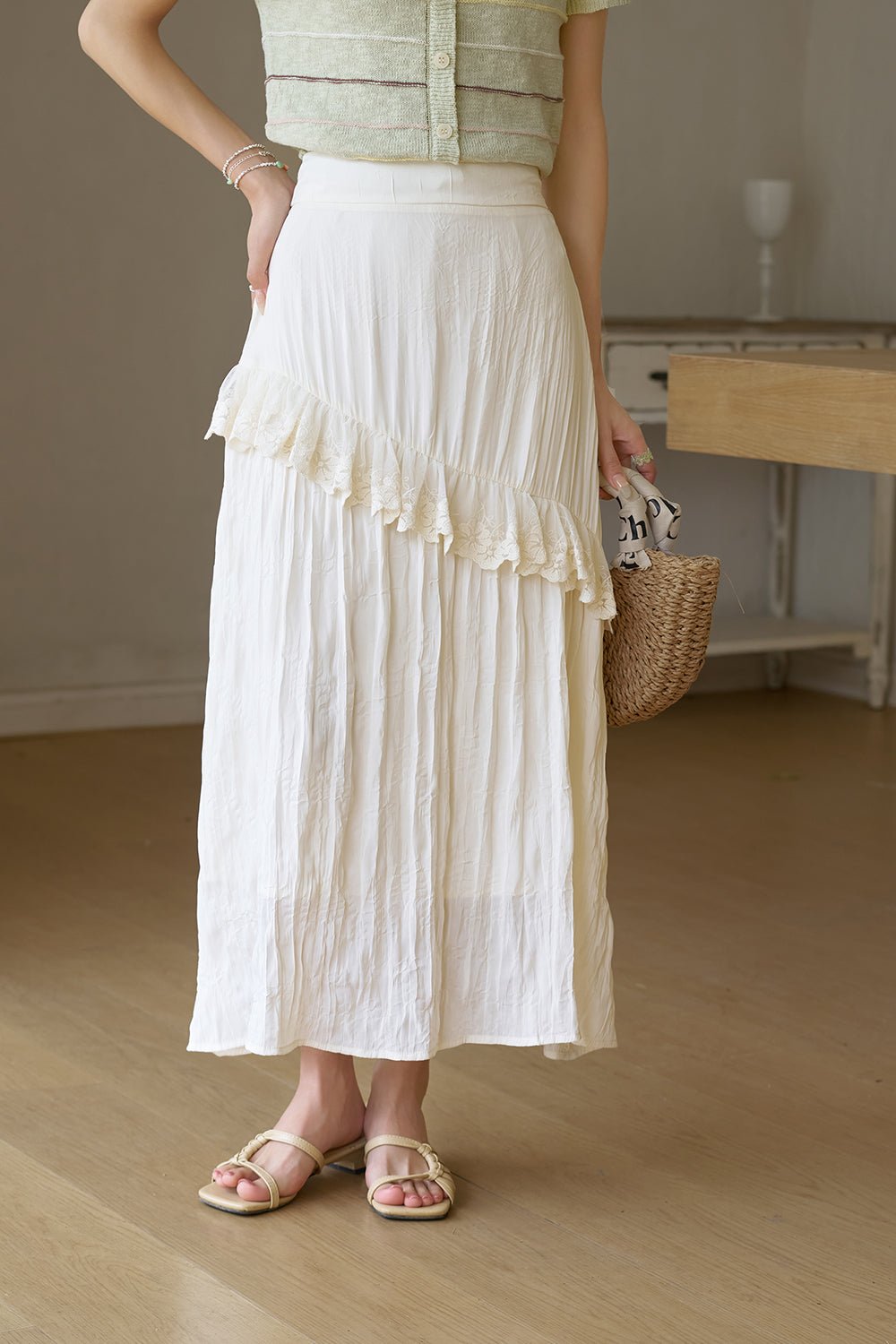 White A Line Maxi Women's Skirt