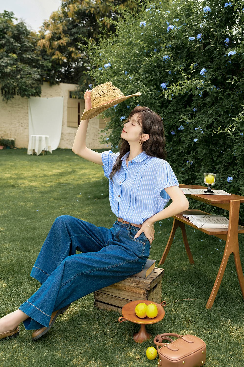 Women's Blue Stripe Cotton Shirt