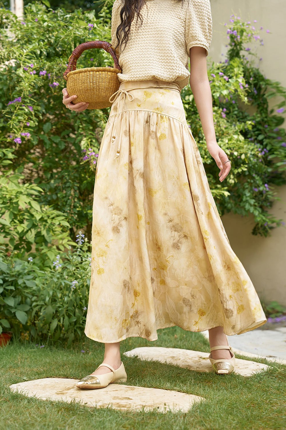 Women's Maxi Yellow Floral Skirt