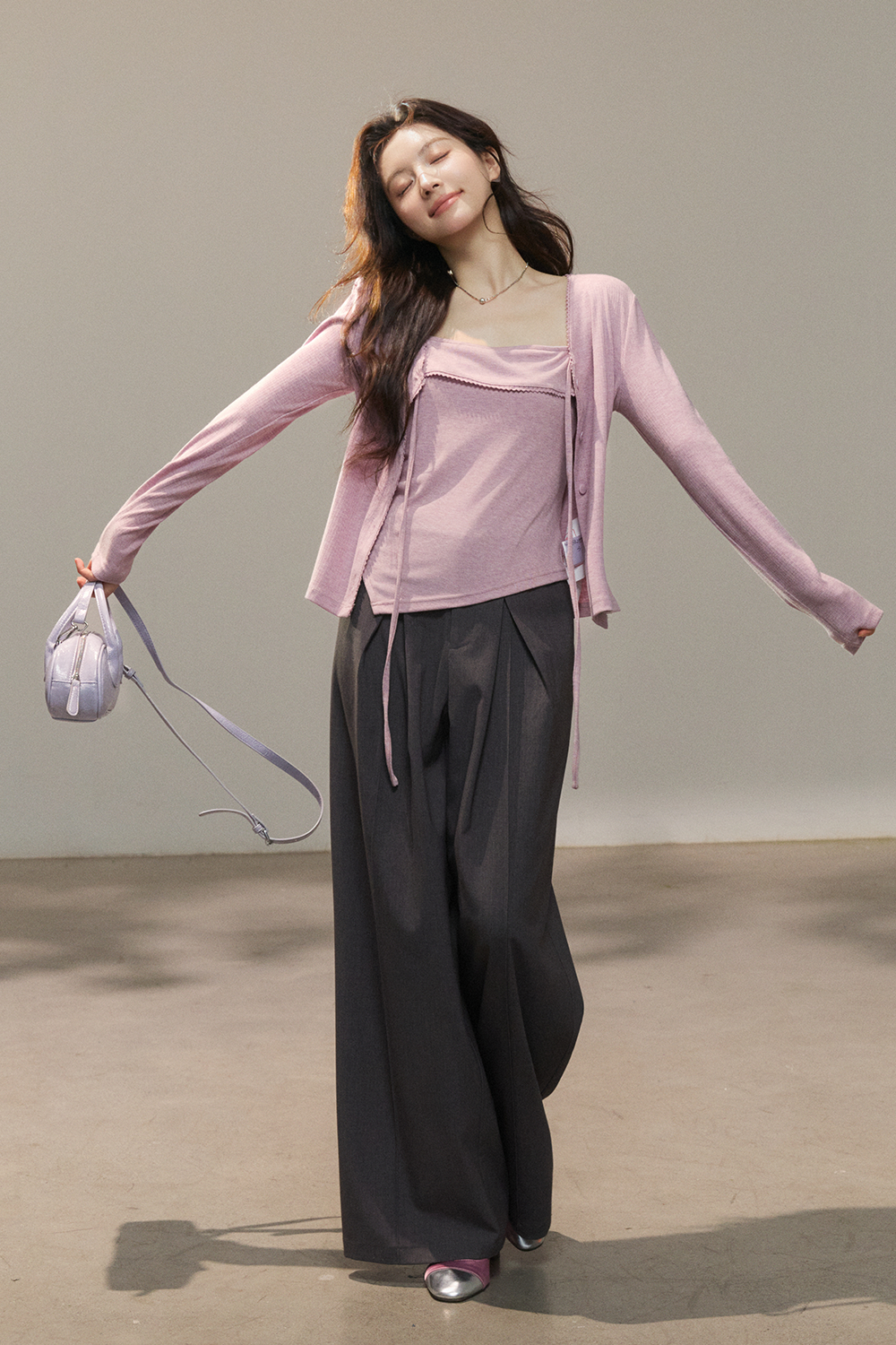 Spaghetti Strap Top and Cardigan Set