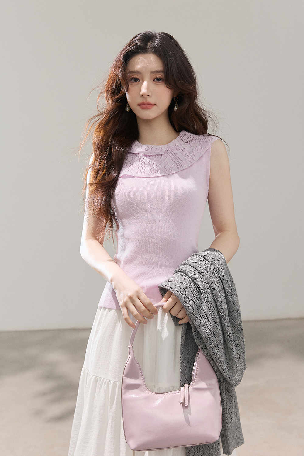 ニットシャツ+タンクトップセット