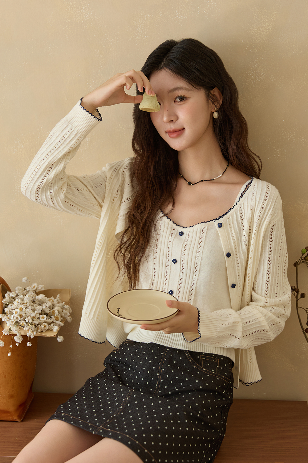 Spaghetti Strap Top and Cardigan Set