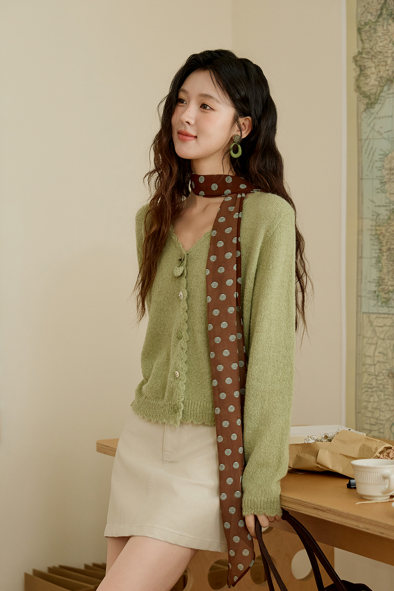 当日発送　S button layered knit tops Knit Shirt for Women