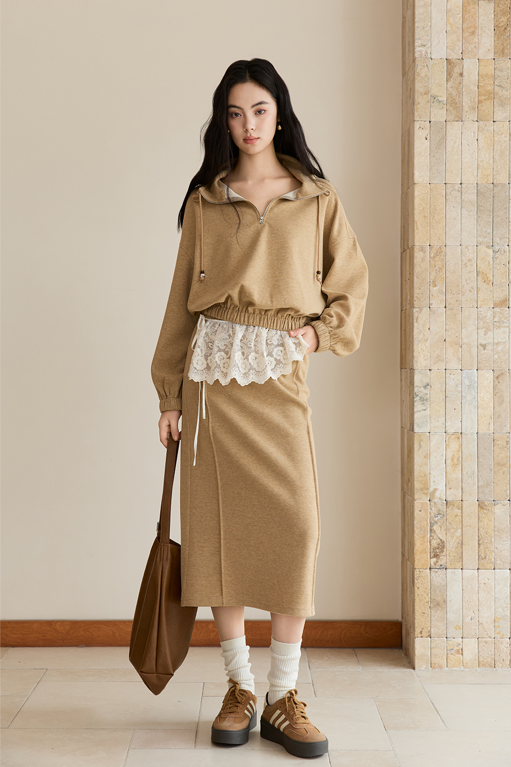 Sweatshirt and Skirt Suit Set