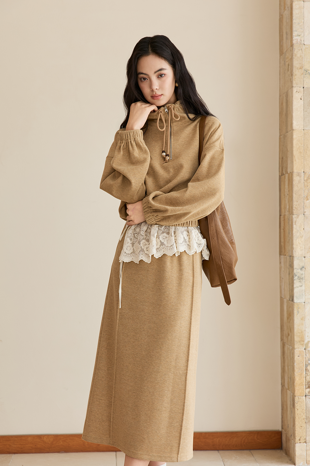 Sweatshirt and Skirt Suit Set