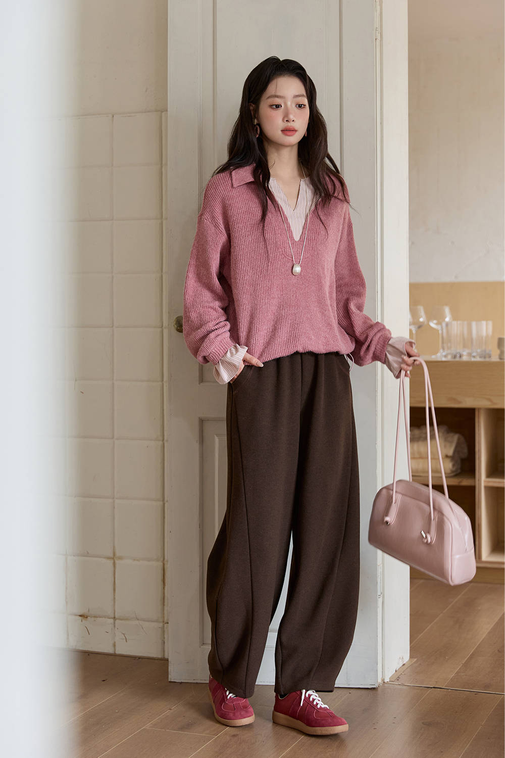 Kemeja Rajutan Dua Potong Palsu untuk Wanita