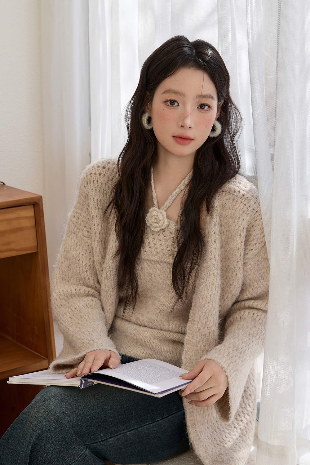 여성용 니트 셔츠 세트