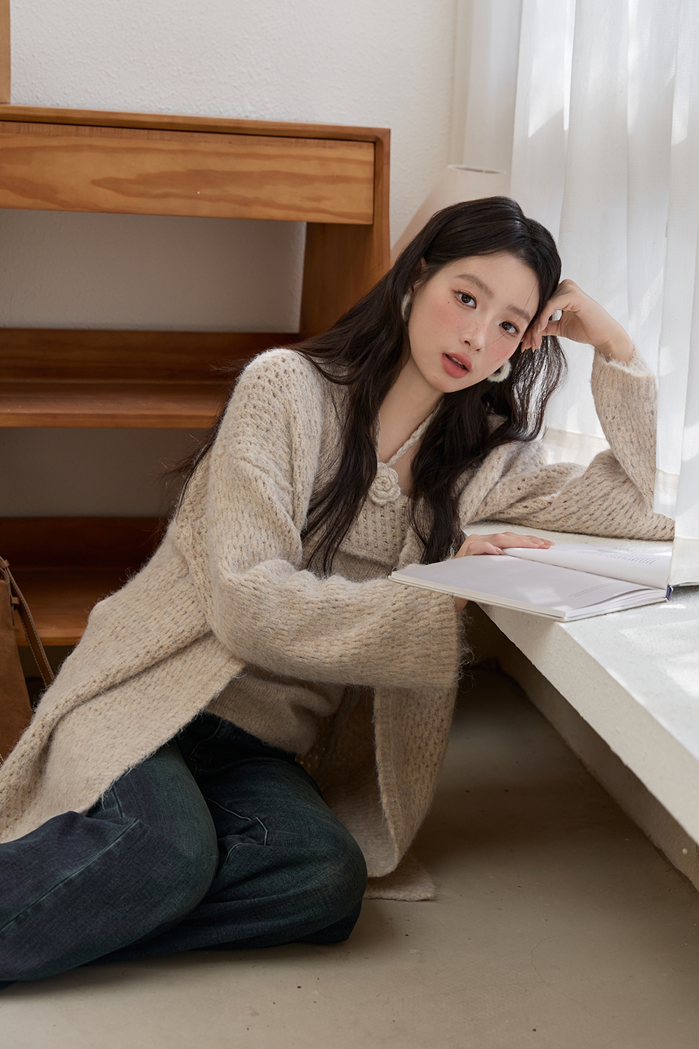 여성용 니트 셔츠 세트