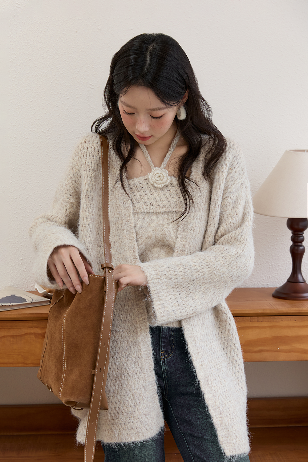 여성용 니트 셔츠 세트