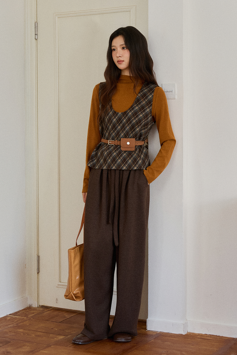 เสื้อกั๊ก+เสื้อถัก+กระเป๋าคาดเอวสำหรับผู้หญิง