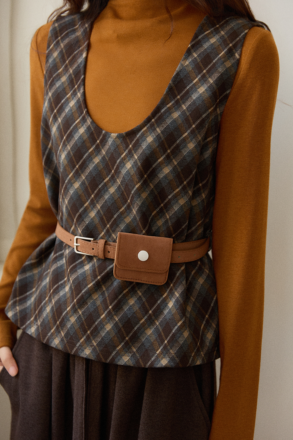 เสื้อกั๊ก+เสื้อถัก+กระเป๋าคาดเอวสำหรับผู้หญิง