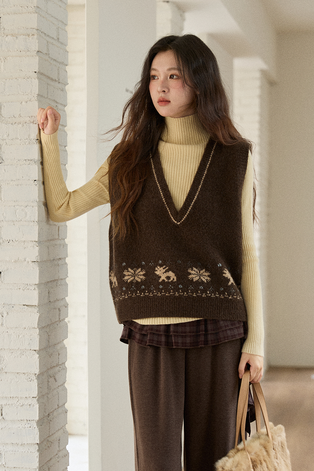 여성용 니트 조끼