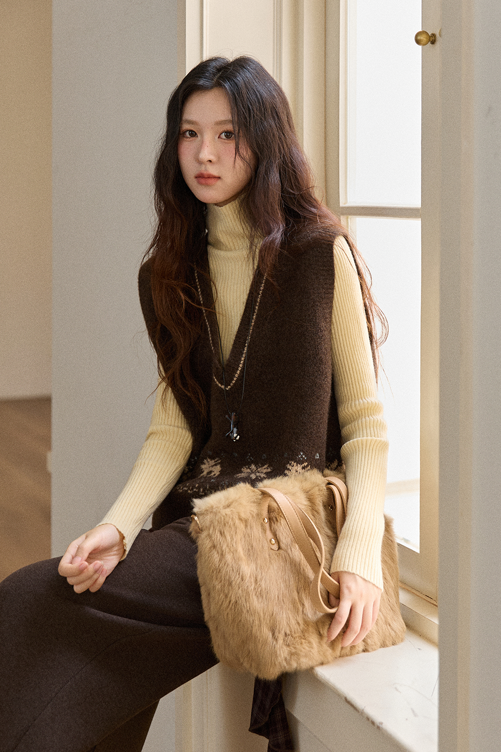 여성용 니트 조끼