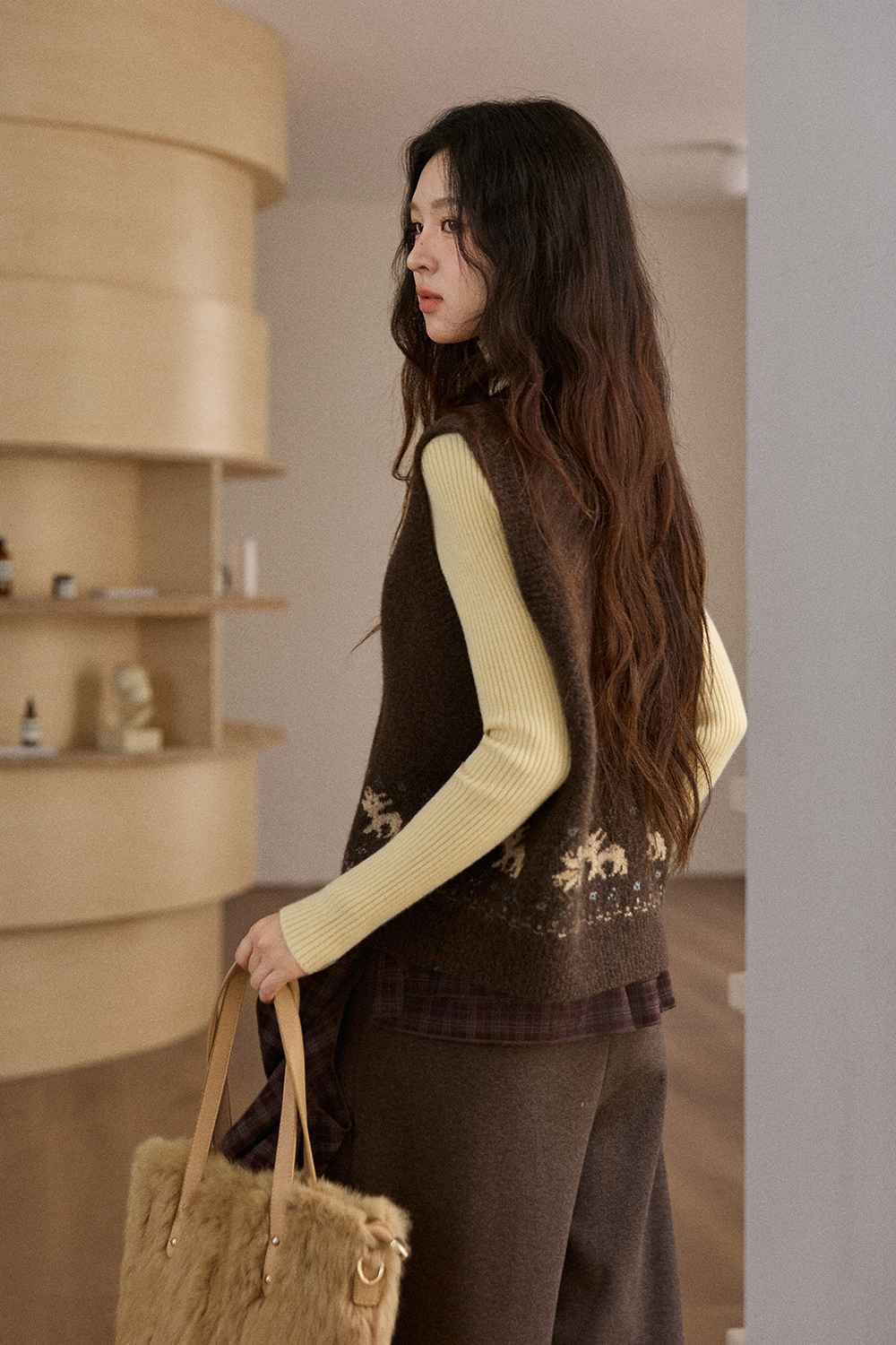 여성용 니트 조끼