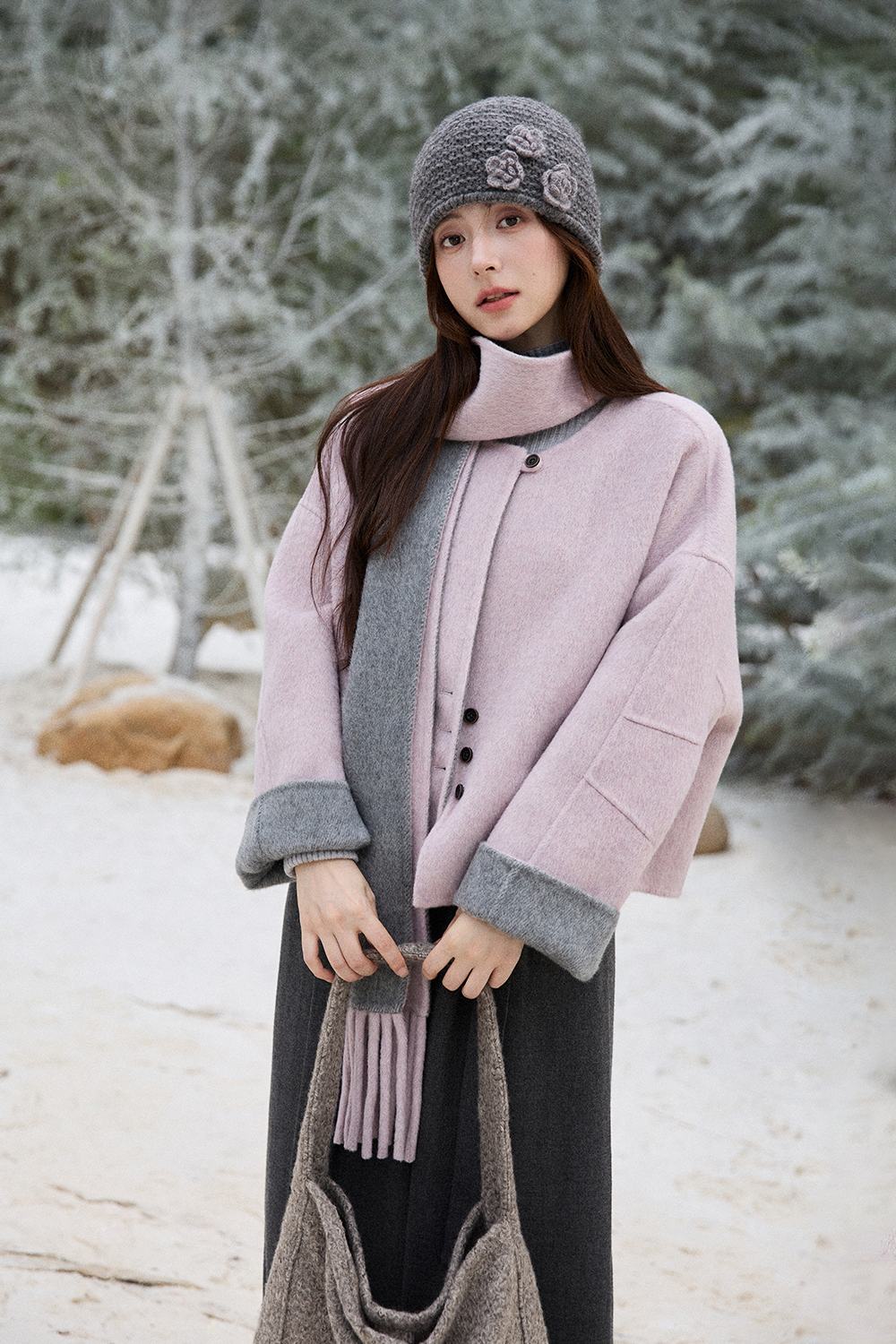 Mantel Wol + Syal untuk Wanita