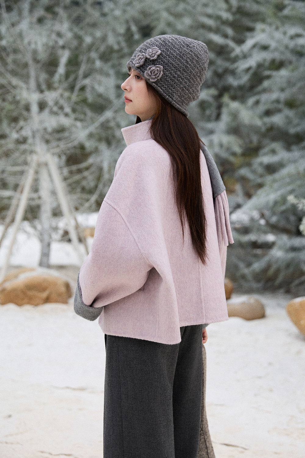 Mantel Wol + Syal untuk Wanita