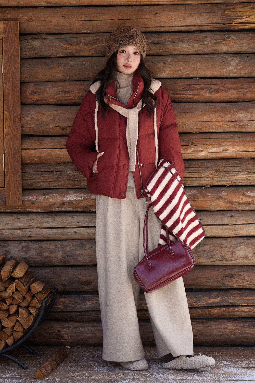 Jaket Puffer+Topi untuk Wanita