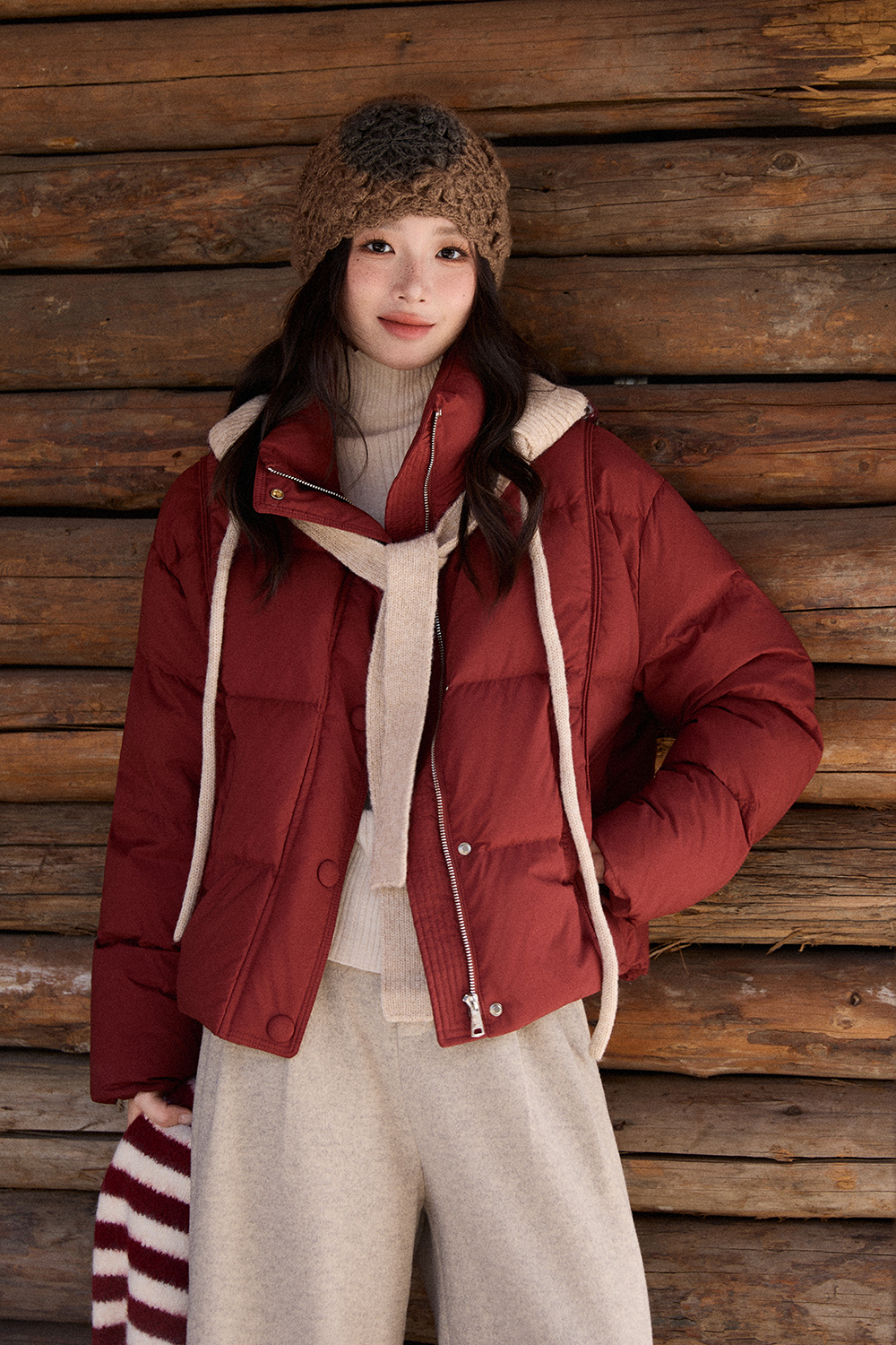Jaket Puffer+Topi untuk Wanita