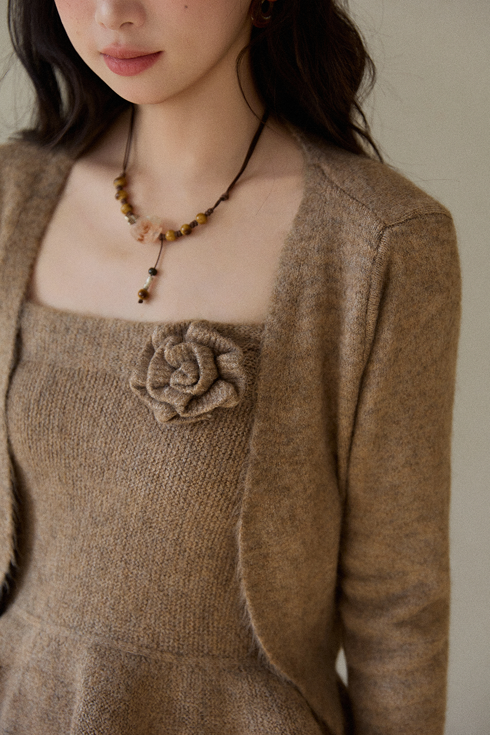 스파게티 스트랩 탑 + 코트 + 팬츠 세트