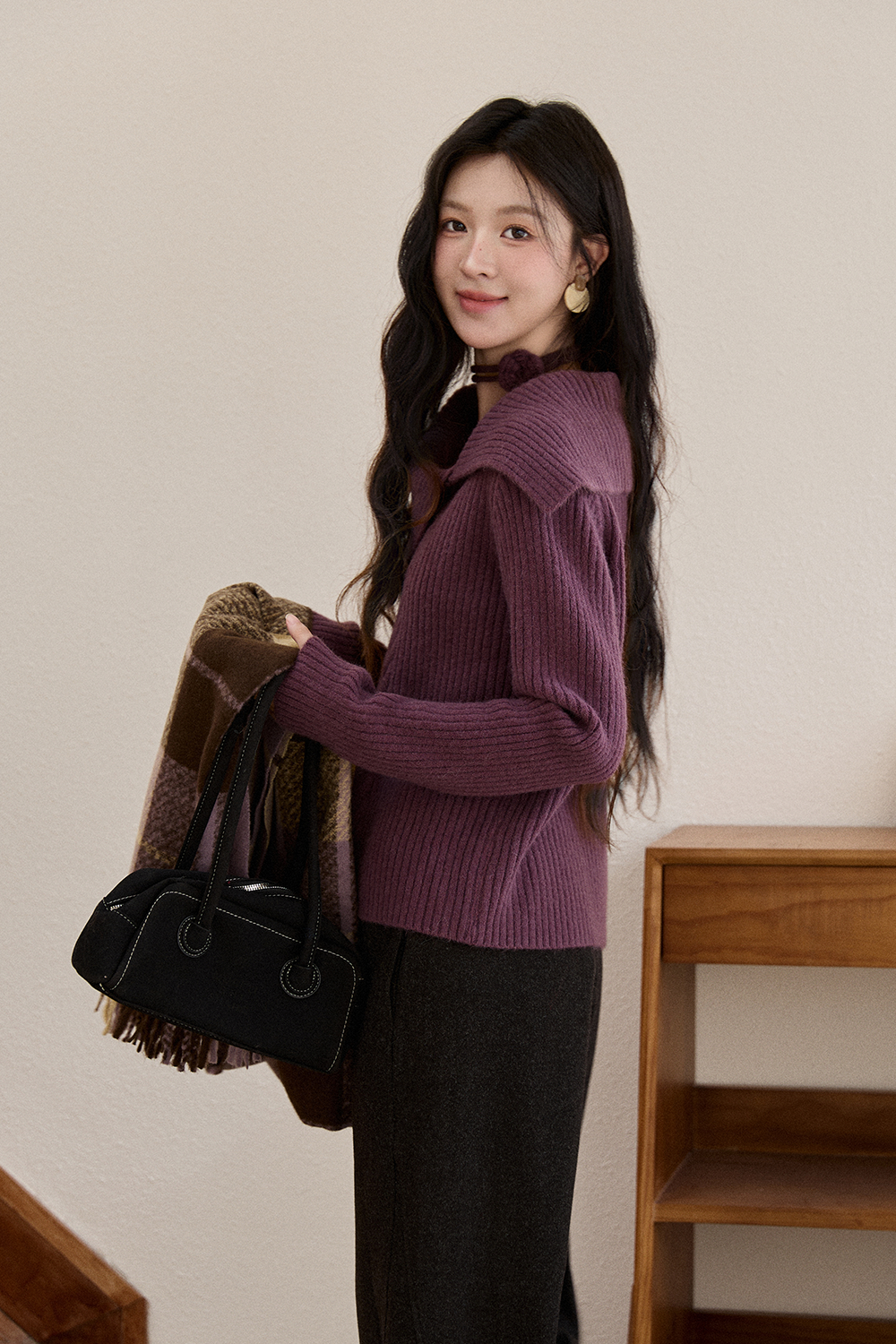 Kemeja Rajut+Pita untuk Wanita