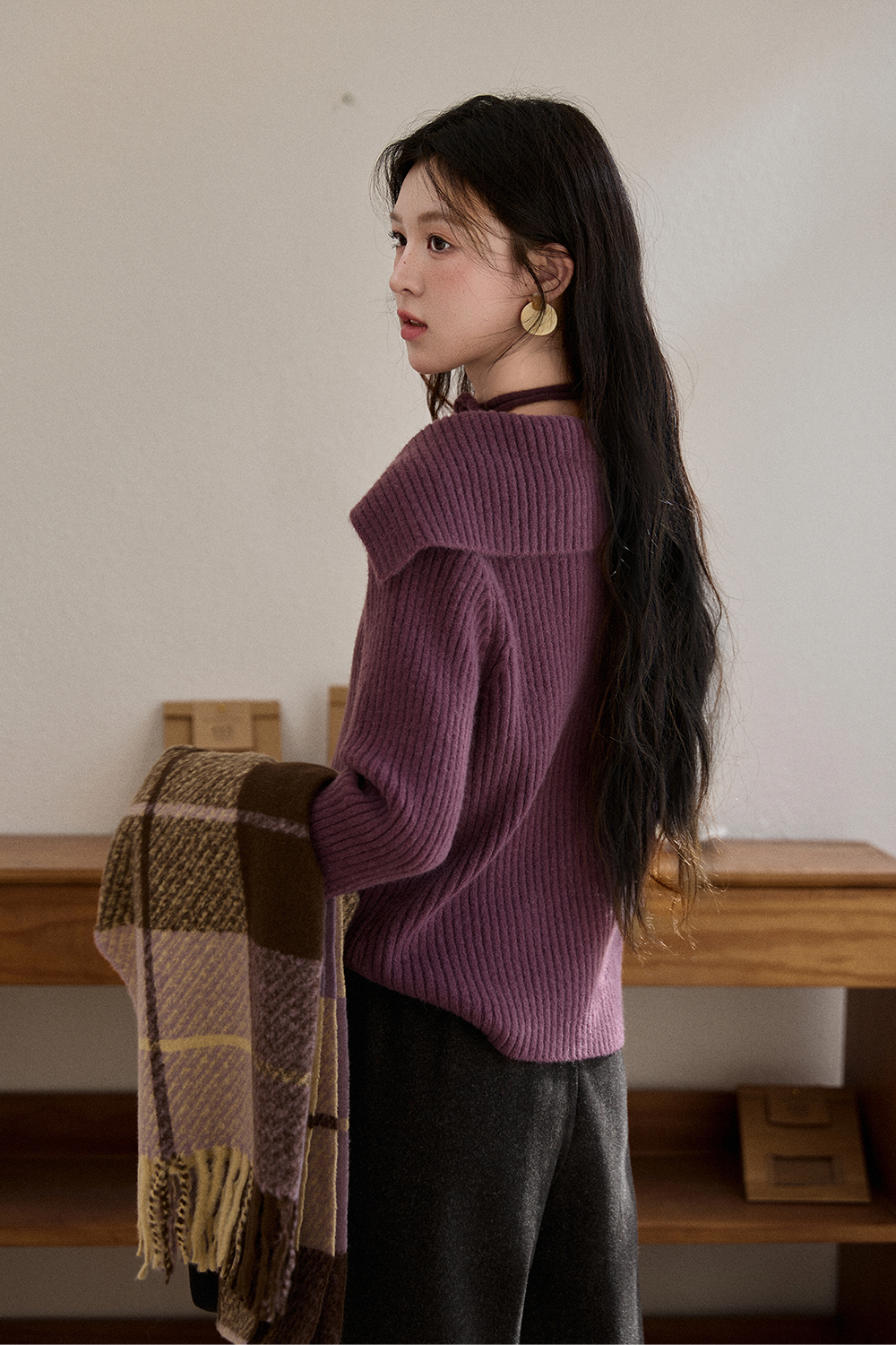 Kemeja Rajut+Pita untuk Wanita