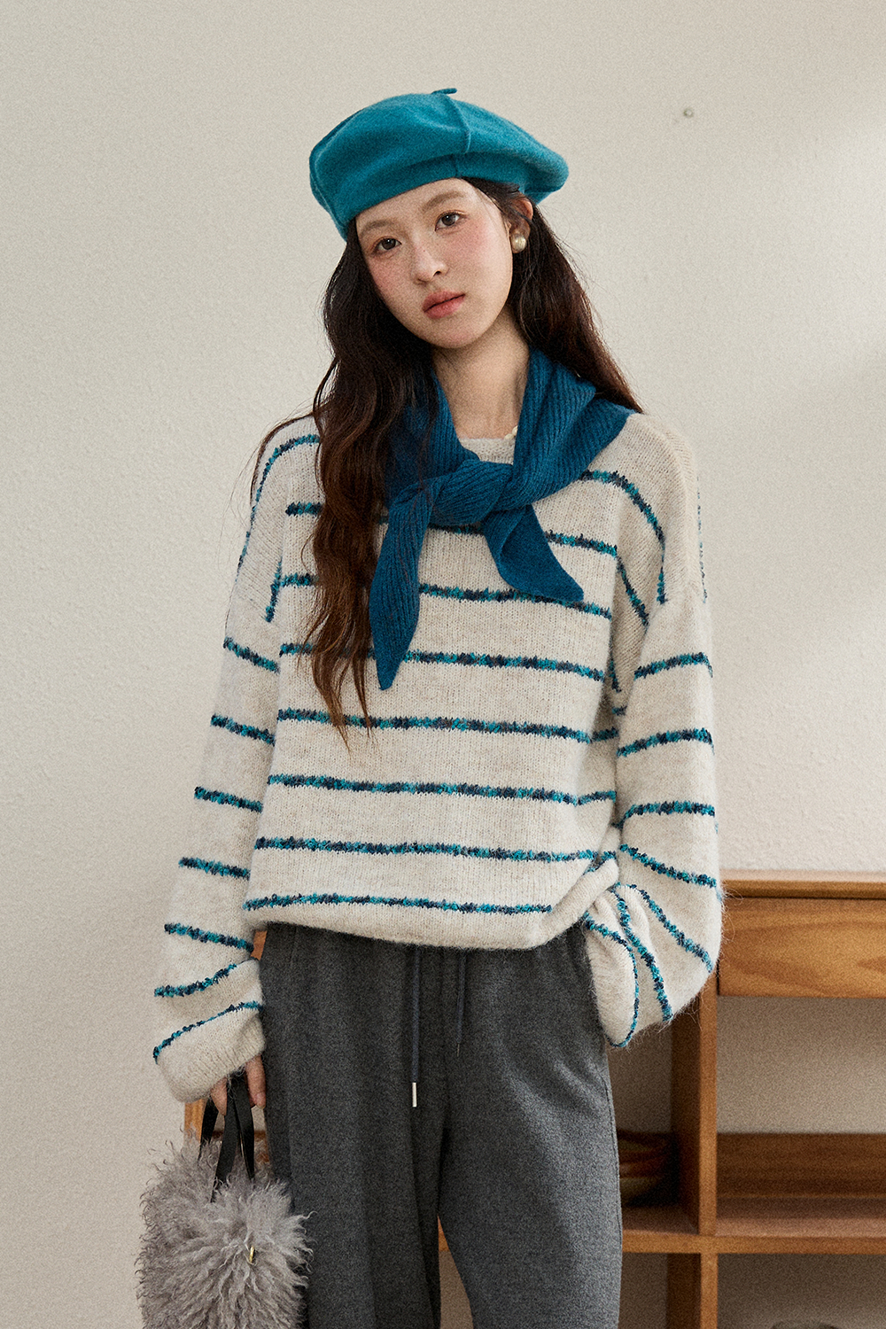 Kemeja Rajut+Selendang untuk Wanita