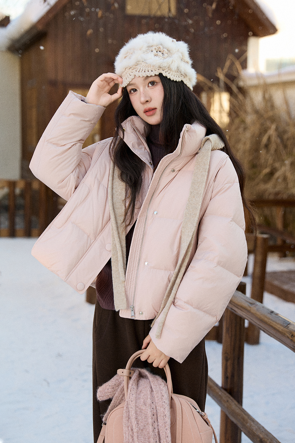 Jaket Puffer+Topi untuk Wanita