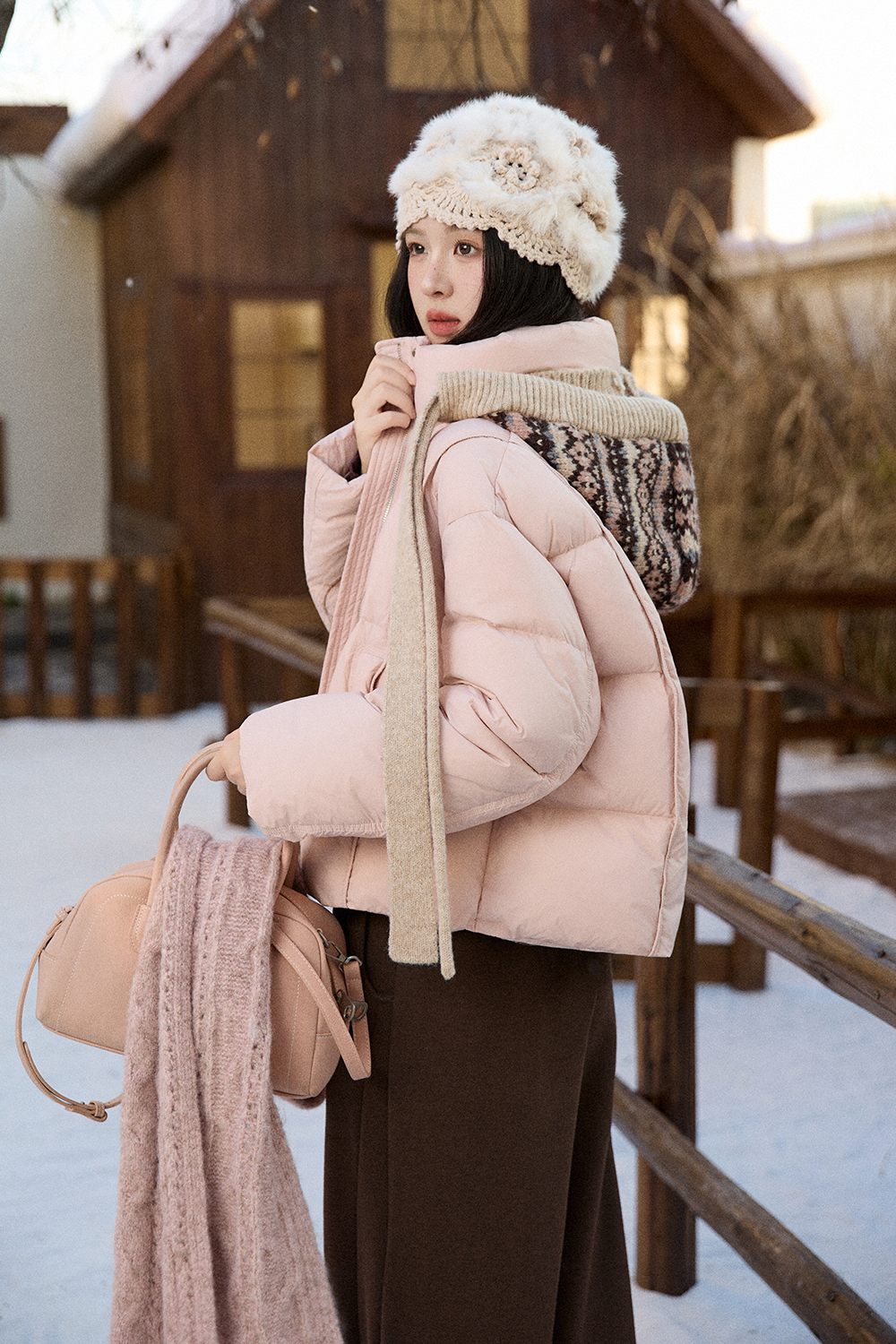 Jaket Puffer+Topi untuk Wanita