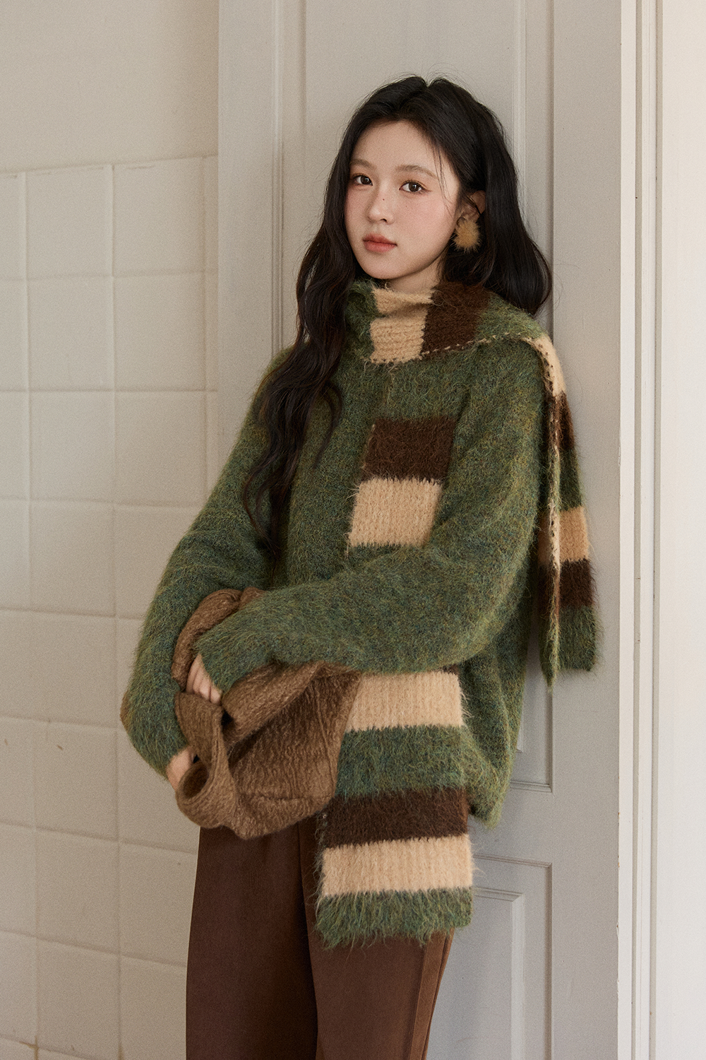 Kemeja Rajut+Syal untuk Wanita