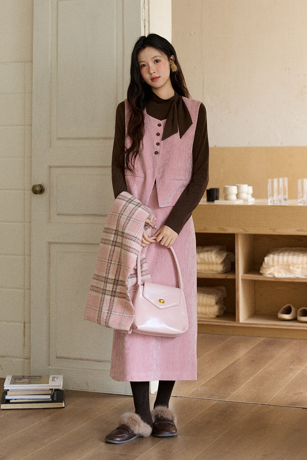 Set Rompi + Kemeja Rajut + Rok