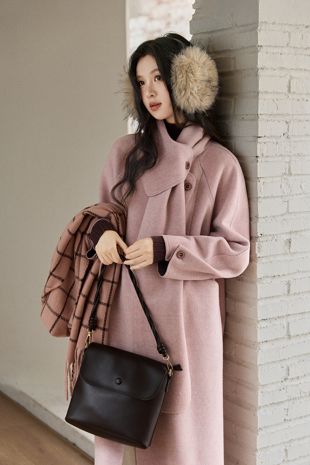 Mantel Wol + Syal untuk Wanita