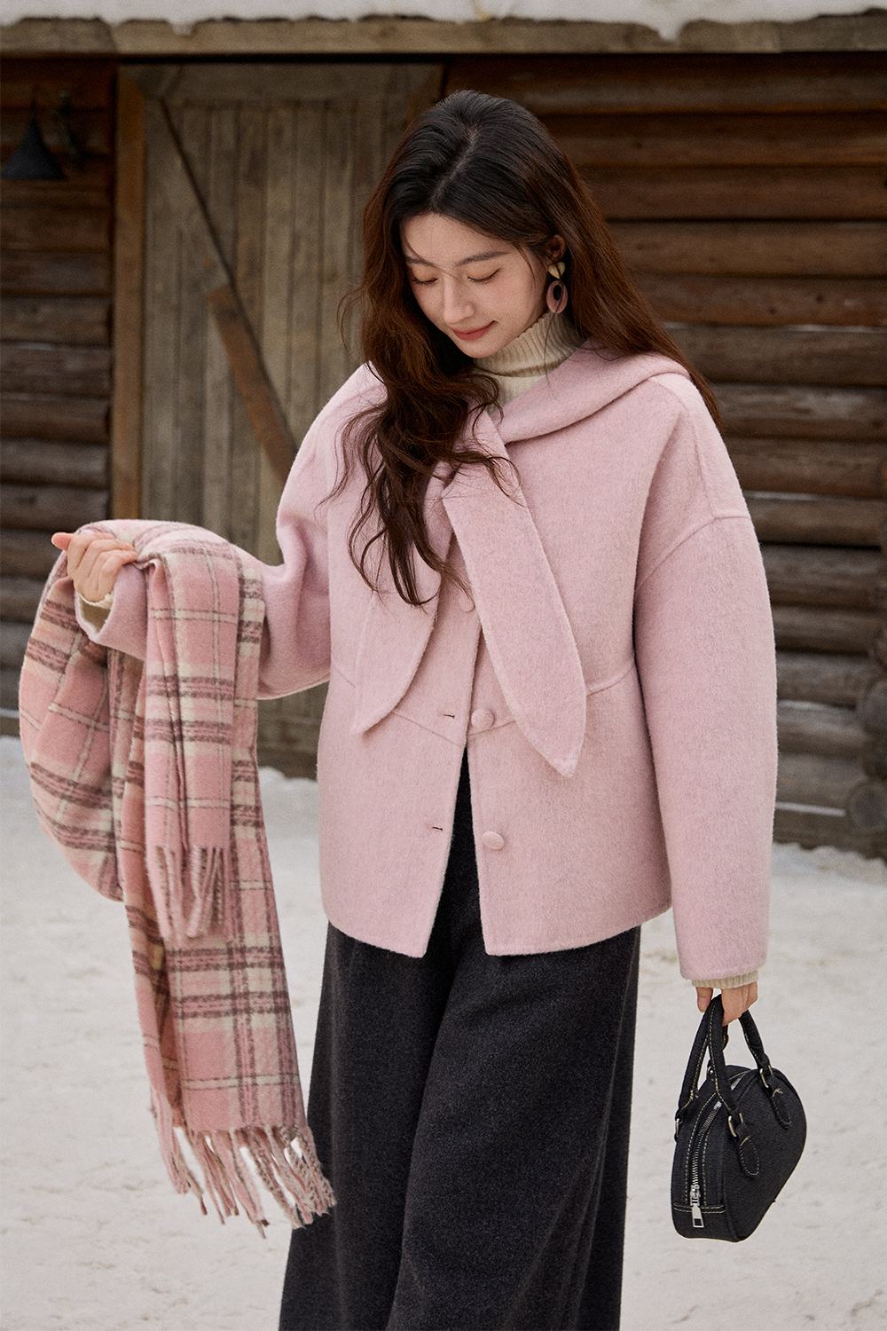 Mantel Wol + Topi untuk Wanita