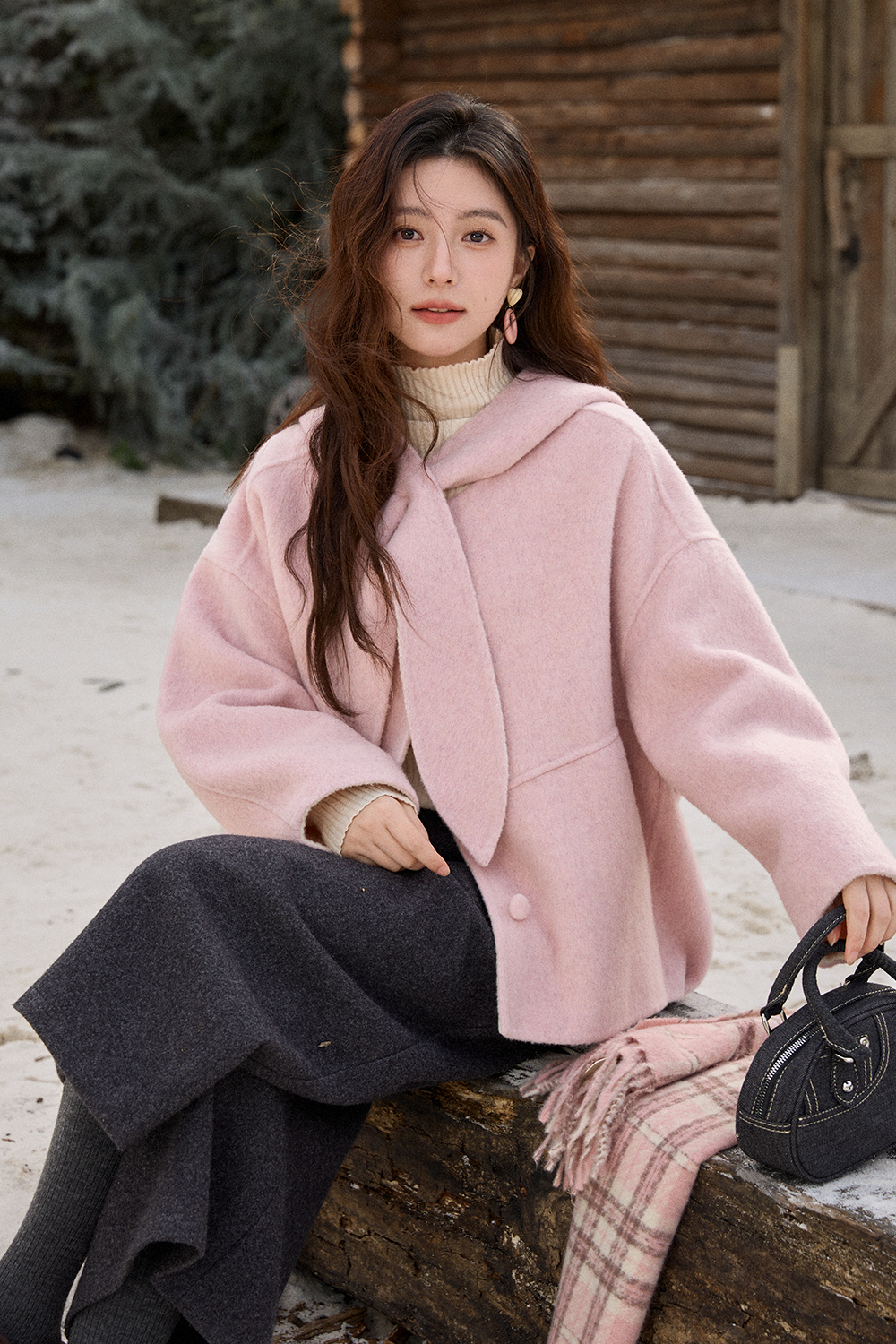 Mantel Wol + Topi untuk Wanita