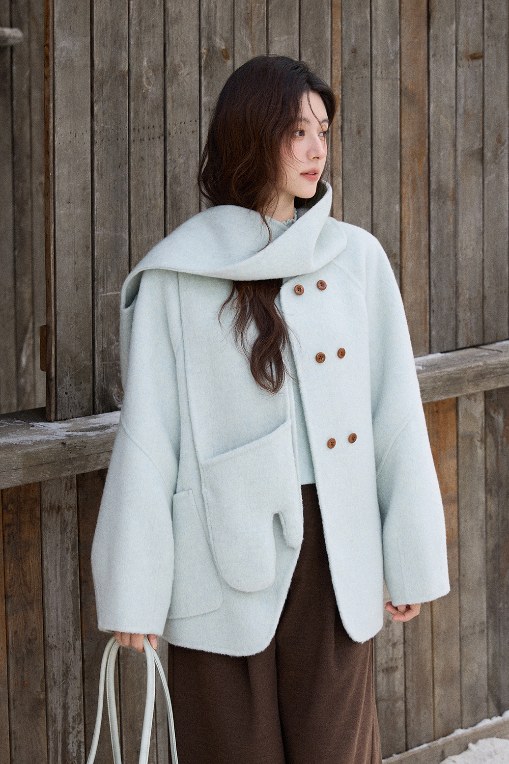 Mantel Wol + Syal untuk Wanita