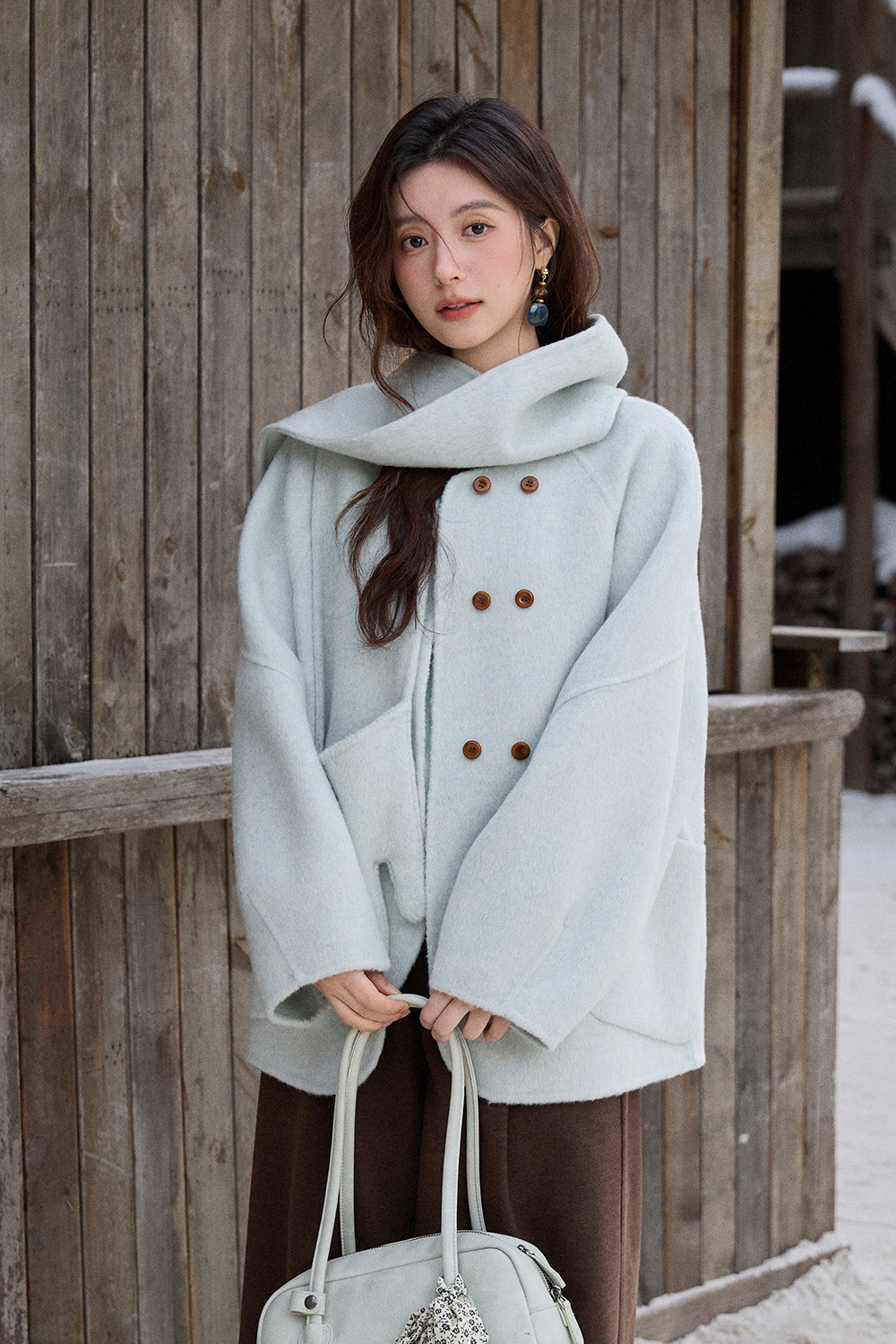 Woolen Coat+Scarf for Women