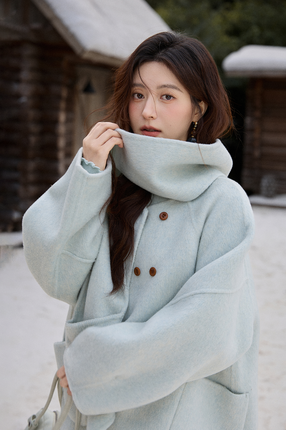 Mantel Wol + Syal untuk Wanita