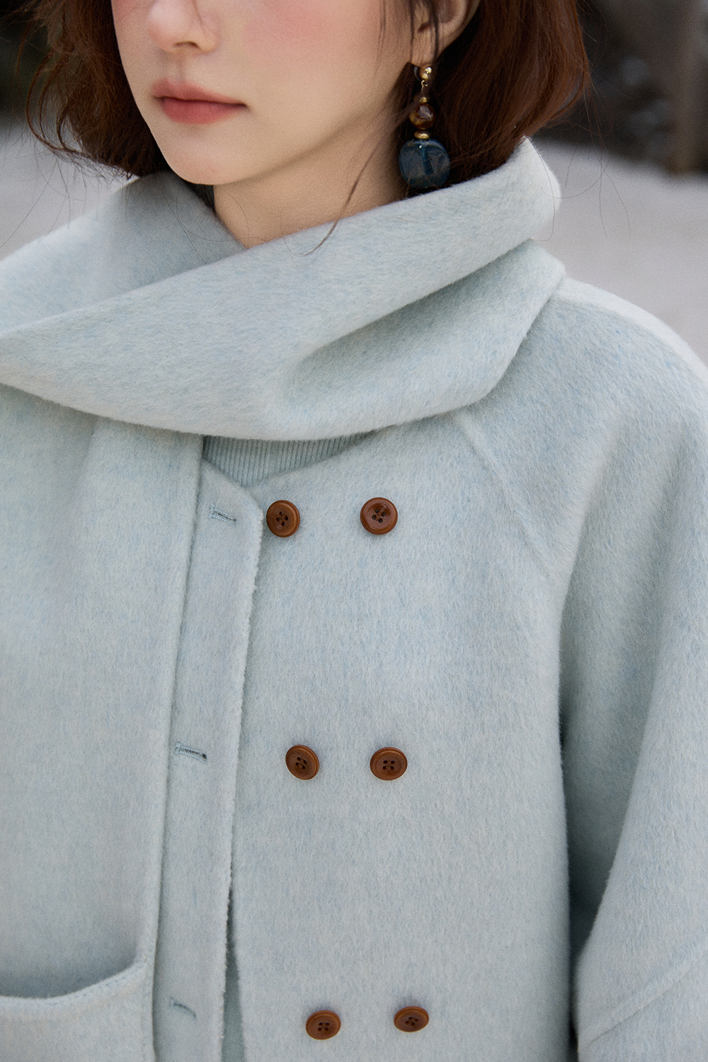 Mantel Wol + Syal untuk Wanita