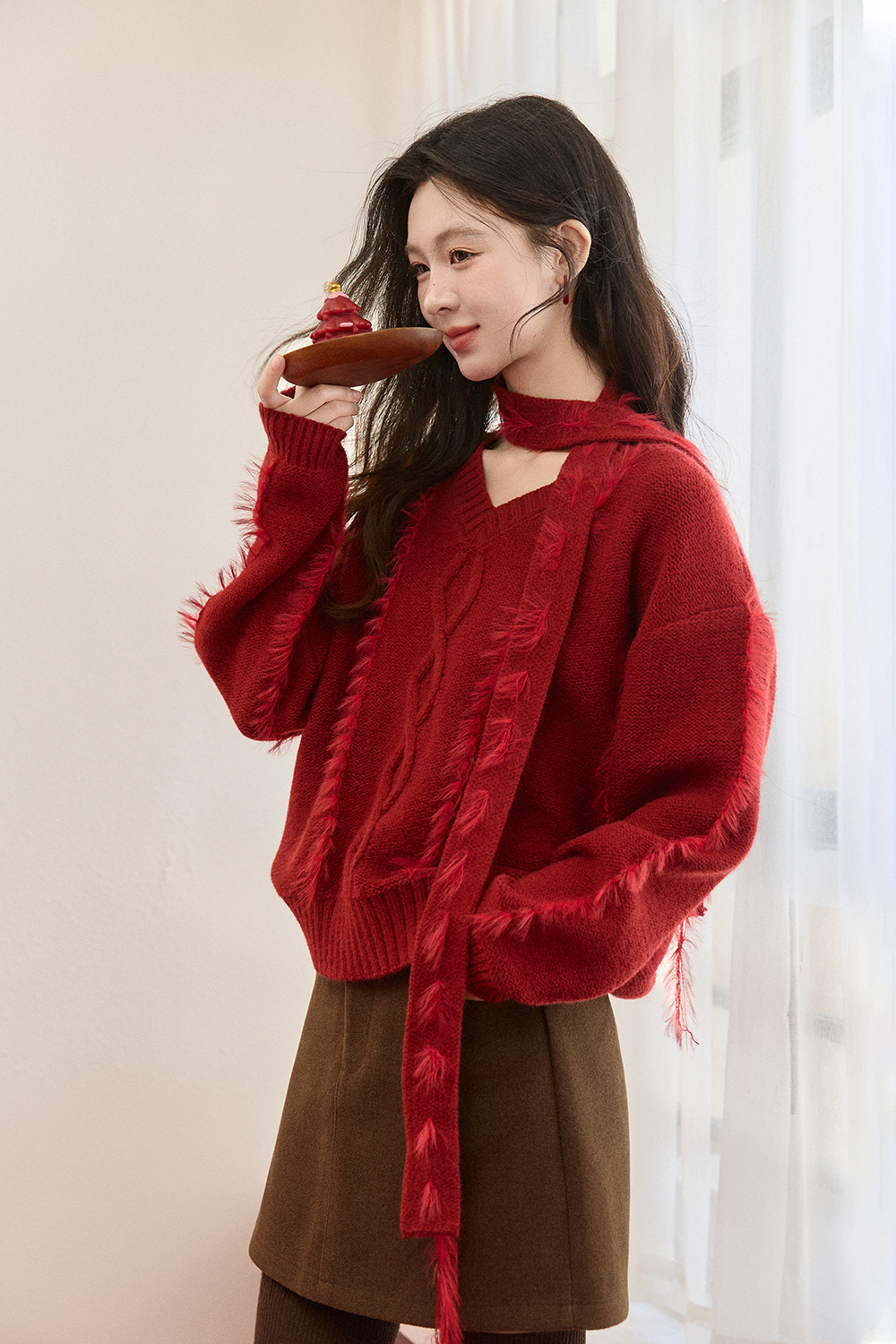 Knit Shirt+Ribbon for Women