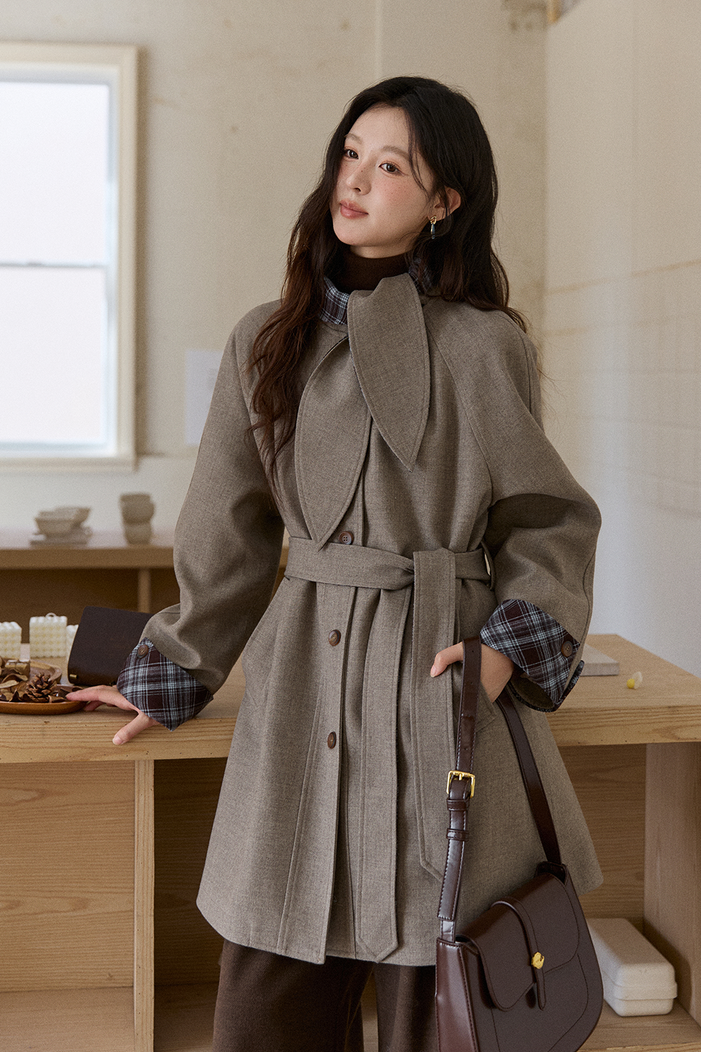 Mantel+Ikat Pinggang untuk Wanita