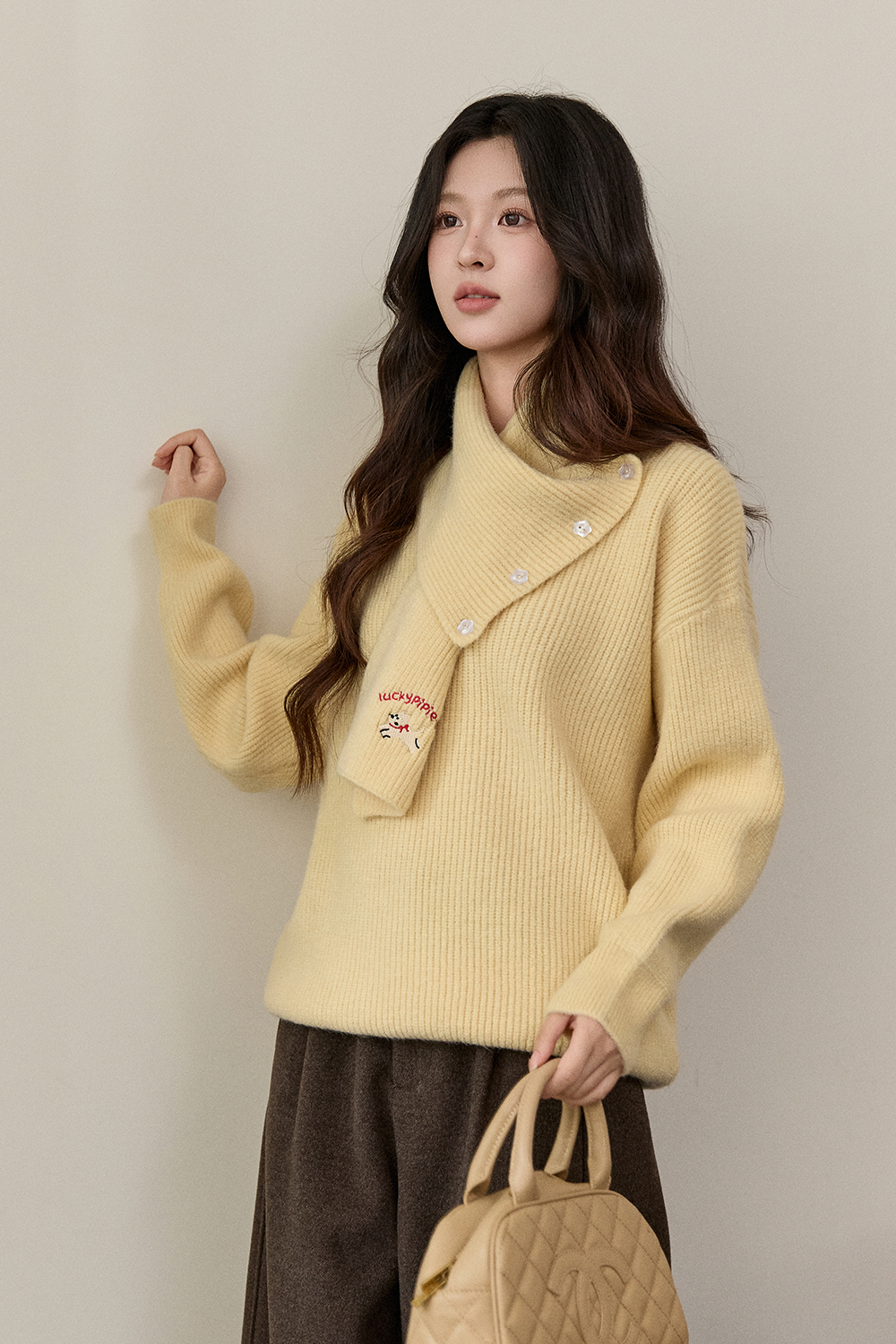 เสื้อถัก+ผ้าพันคอสำหรับผู้หญิง