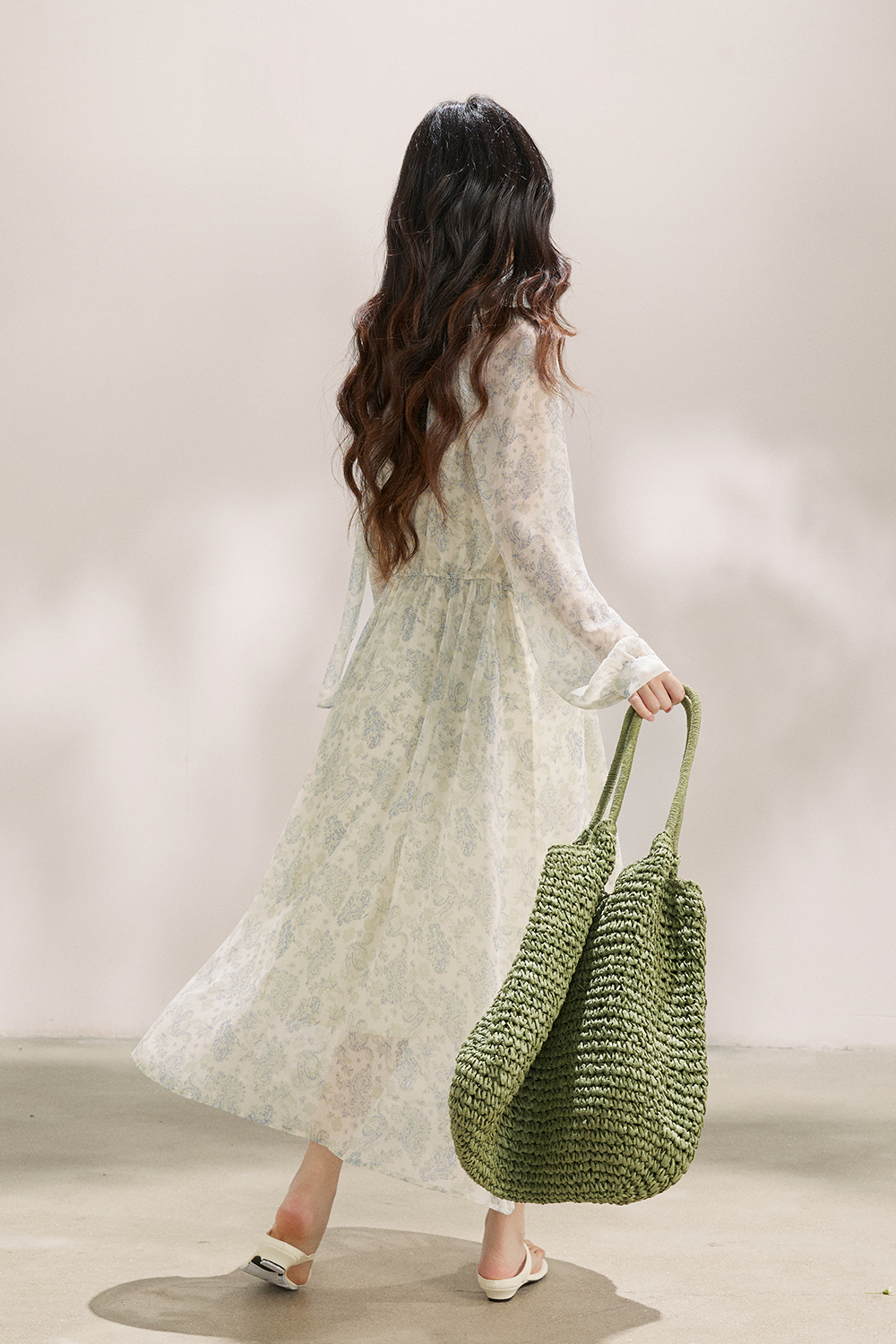 マキシドレス+リボン（レディース）