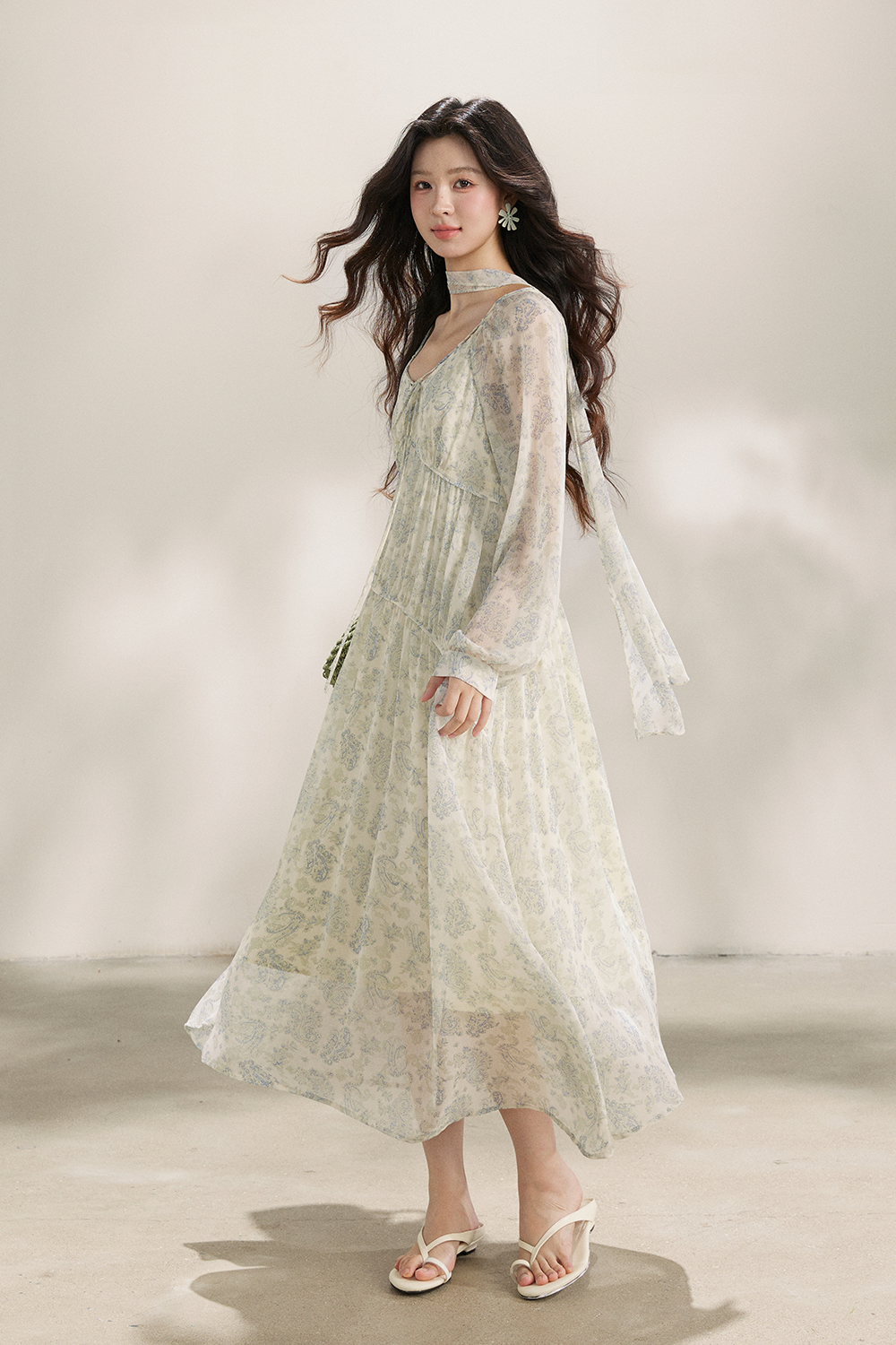 マキシドレス+リボン（レディース）