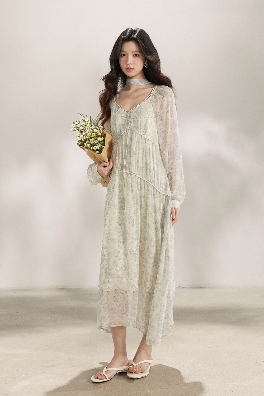 マキシドレス+リボン（レディース）