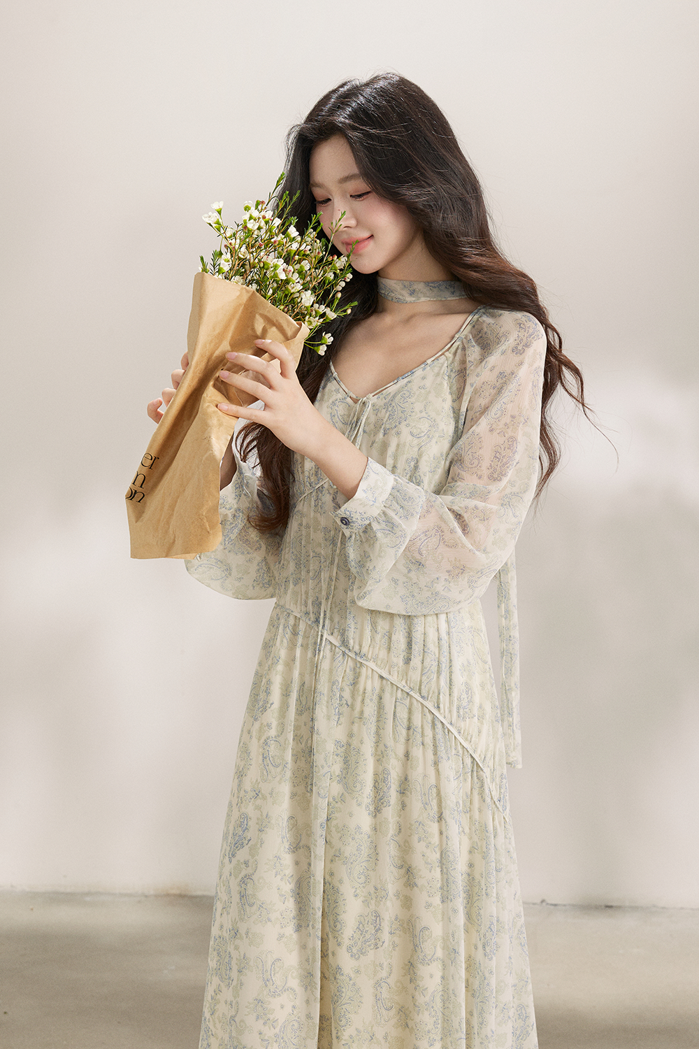 マキシドレス+リボン（レディース）