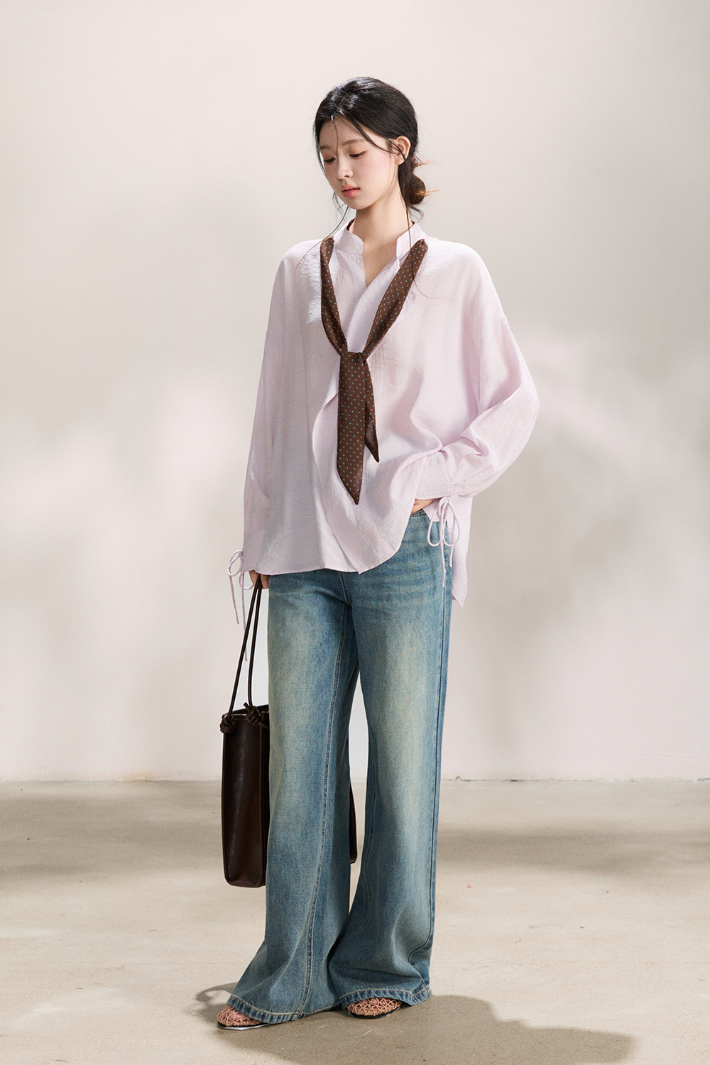 เสื้อ blouses + ผ้าพันคอไหมสำหรับผู้หญิง