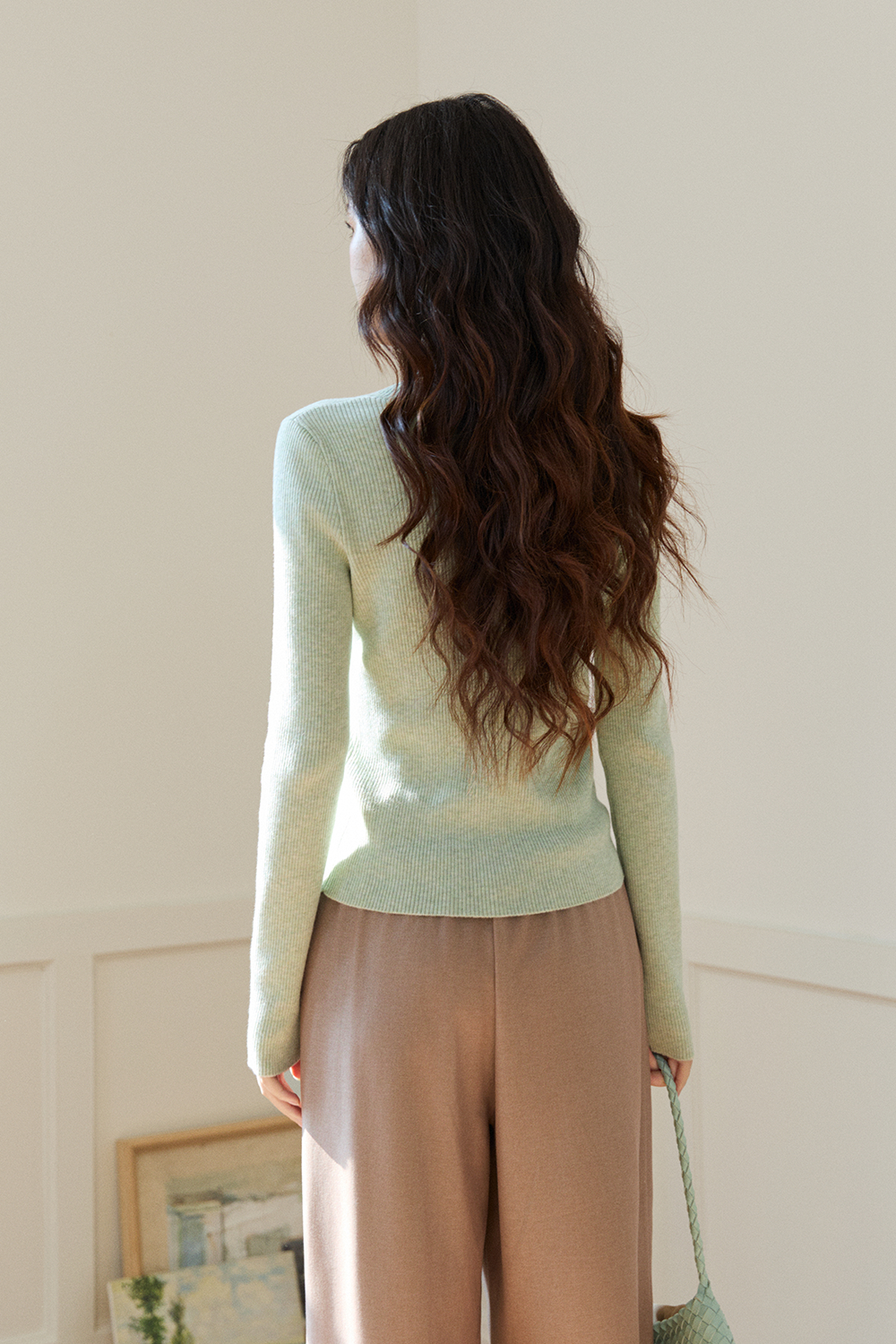 Knit Shirt+Silk Scarf for Women