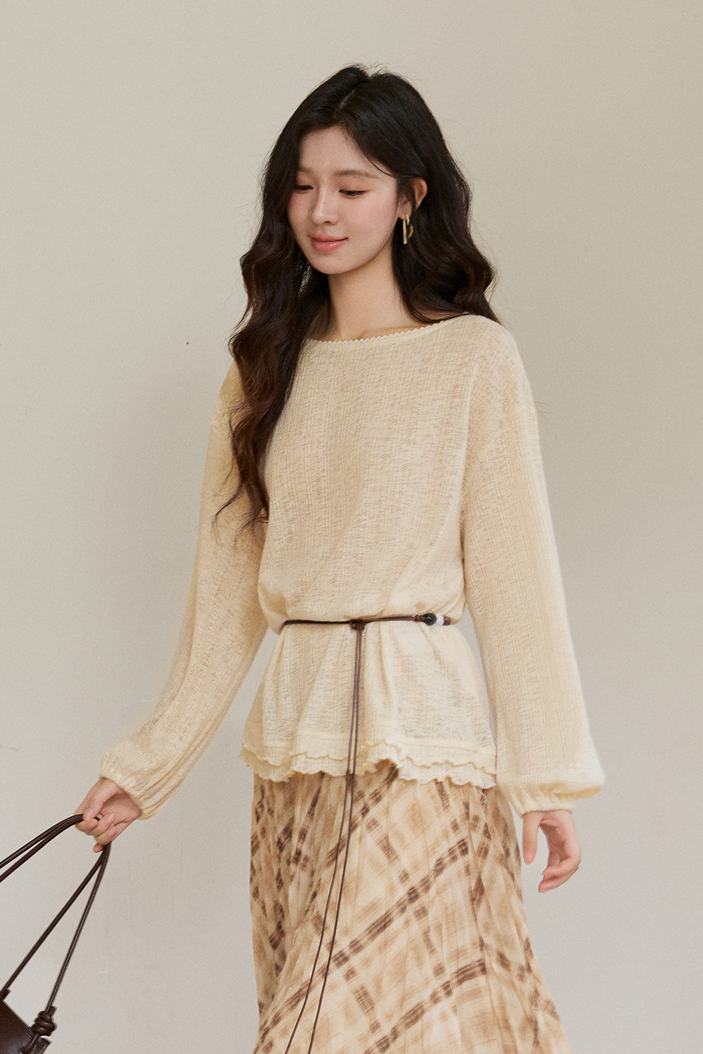 女士針織衫+腰帶