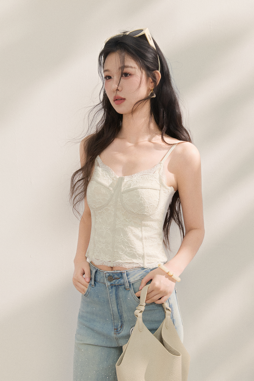 여성용 스파게티 스트랩 탑
