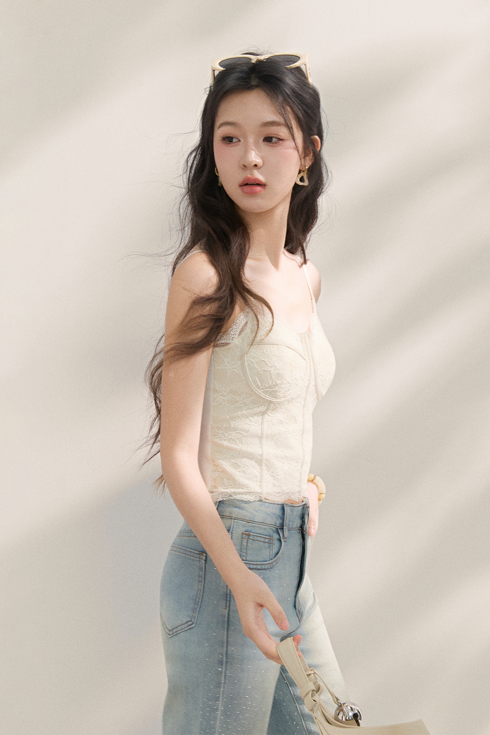 여성용 스파게티 스트랩 탑